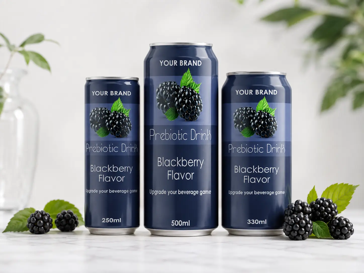 PREBIOTIC DRINK Blackberry Flavor 250ml, 330ml and 500ml cans